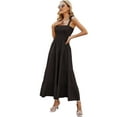 thumbnail image 5 of Deago Women's Summer Boho Spaghetti Strap Square Neck Ruffle Casual Flowy Long Beach Sun Dress Swing Party Maxi Dress (Black, 2XL), 5 of 9