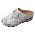 thumbnail image 6 of Rokment Flower Orthopedic Clogs Arch Support Wedge Mules for Women Boho Beach Comfortable Leather Closed Toe Air Cushion Walking Half Slippers Summer Casual Dress Slides Sandals Beige Size 6, 6 of 7