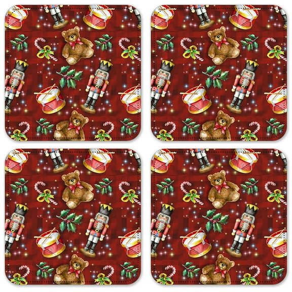Vinyl Drink Coasters - Set of 4 - Christmas II