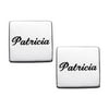 Personalized Women's Sterling Silver or Gold over Silver Square Stud Earrings