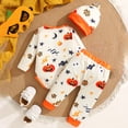 thumbnail image 5 of JAJAHO My First Halloween Outfits Baby Clothes Boys Girls Long Sleeve Bodysuit With Pant And Hat 3 Piece Set 0-18M, 5 of 8