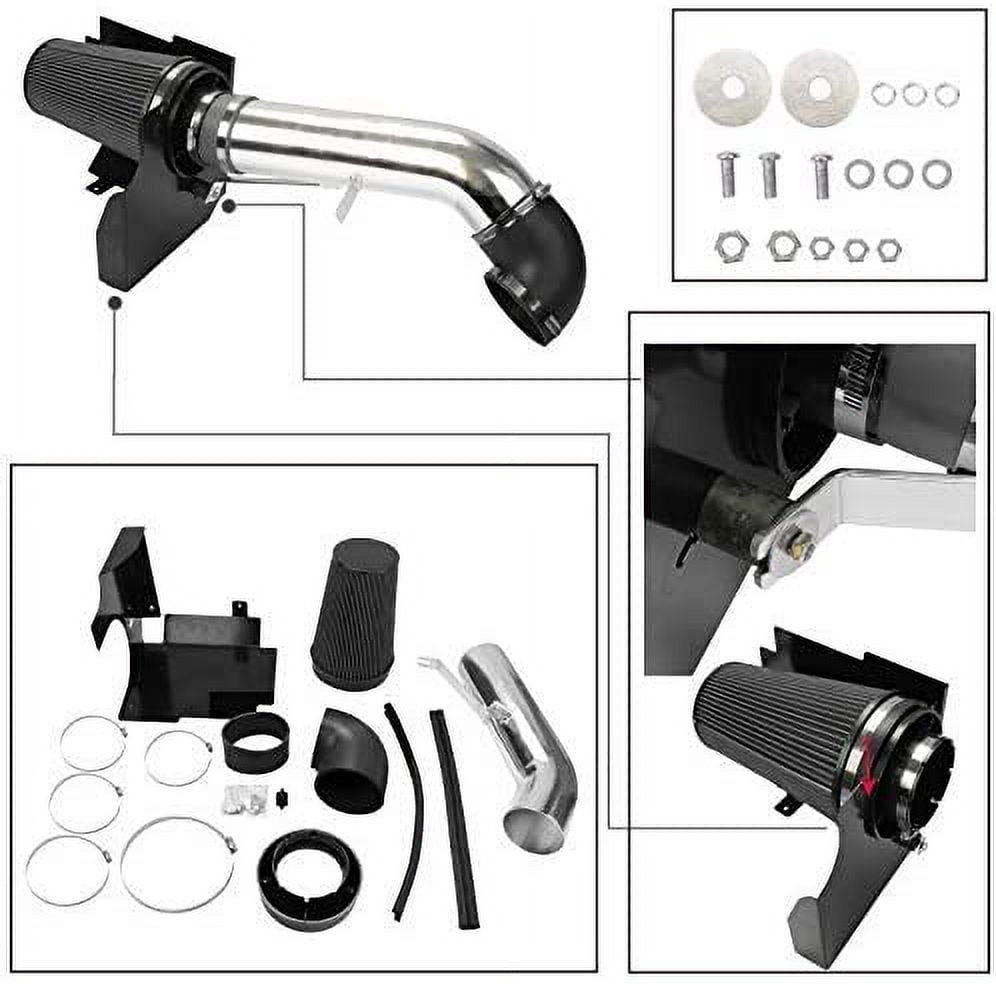 4" Cold Air Intake System+Heat Shield for 99-06 GMC/Chevy V8 4.8L/5.3L/6.0L Black