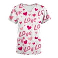thumbnail image 2 of Bouanq Womens Love Heart Uniform Tops V Neck Short Sleeve Scrubs_Top Valentines' Day Stretch V Neck Tee Shirts Tunic Blouse with Pocket, 2 of 4