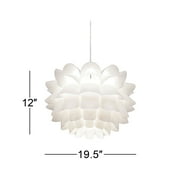 Possini Euro Design White Flower Pendant 19 1/2 Wide Modern Blooming Curved Petals for Dining Room Living House Home Foyer Kitchen Island Entryway