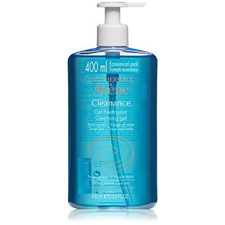 eau thermale avene cleanance cleansing gel soap free cleanser for acne prone, oily, face & body, pump, 13.5 oz.