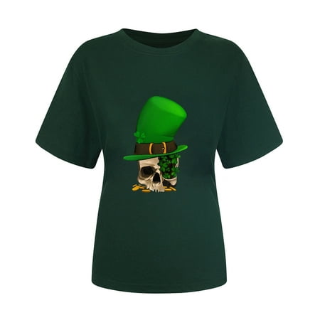 

Green Tops for Women Womens Blouses Women s Fashion O-Neck Print Short Sleeve T-shirt Tops Casual Loose Blouse Tops Corset Tops for Women Green L