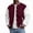 02-Wine, variant on Men's Classic Baseball Jacket with Stand Collar and Snap Buttons - Retro College Style Bomber Coat for Casual Wear Navy XL