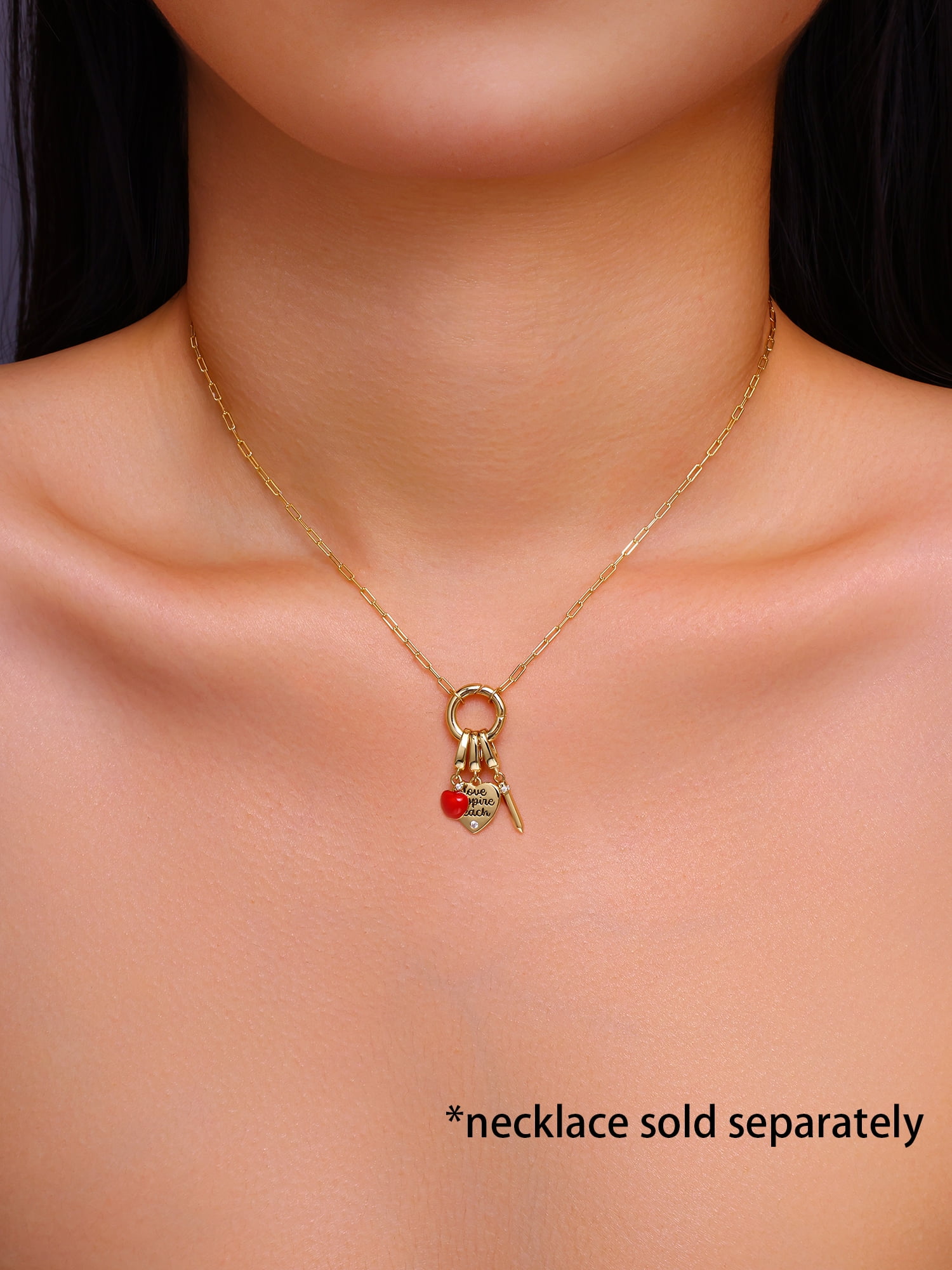 Brilliance Fine Jewelry Simulated Diamonds Teacher Charm Set in 14KT Gold Plated Sterling Silver