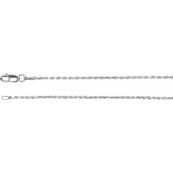 14k White Gold 1.3mm Diamond Cut Rope Chain Necklace Fine Jewelry for Women Gifts for Her, 24"