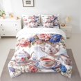 thumbnail image 2 of Manfei Vintage Floral Teacups Twin Bedding Sets 7-Piece for Female Men,Exotic Style Bedding Comforter Set Microfiber,Flowers Teapot Breathable Sheet Sets,Super Cozy Room Decor,Reversible, 2 of 8