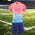 thumbnail image 4 of Odeerbi Niños Niñas Malla Rápido Seco Uniforme de Fútbol Conjunto Geométrico Gradiente Impresión Camiseta Shorts Ropa Deportiva Atlética Para 5-15 Años, 4 of 7