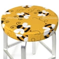 thumbnail image 3 of Bingfone12 Inch Padded Round Bar Stool Cover Cushion With Elastic Fabric Round Chair Seat - Cute Bee Butterfly Yelllow, 3 of 7