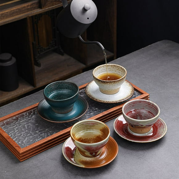 Cone Shaped Espresso Cup With Base Ceramic Stylish Coffee Mugs Vintage Style Rough Pottery