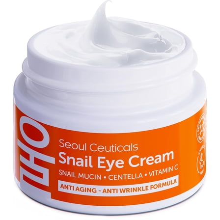SeoulCeuticals Korean Snail Mucin Eye Cream - 97.5% Snail Filtrate K Beauty Anti Aging Under Eye Anti Wrinkle Eye Treatment Cream 0.5oz
