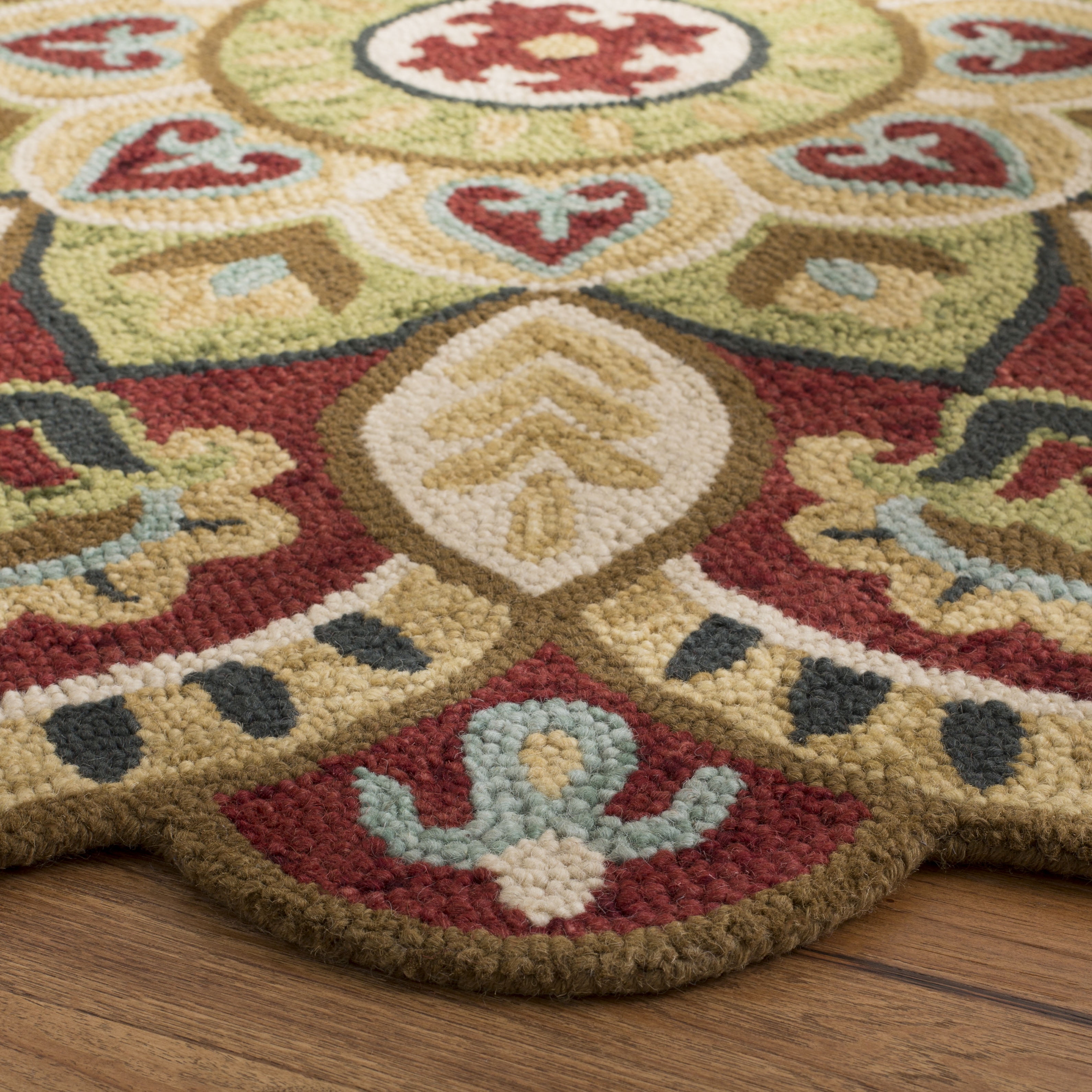 SAFAVIEH Novelty Mordikai Floral Area Rug, Red/Taupe, 12' x 12' Round
