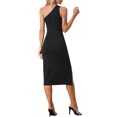 thumbnail image 3 of INSPIRE CHIC Women's Sleeveless One Shoulder Slit Fashion Tight Formal Party Midi Dress XS Black, 3 of 6