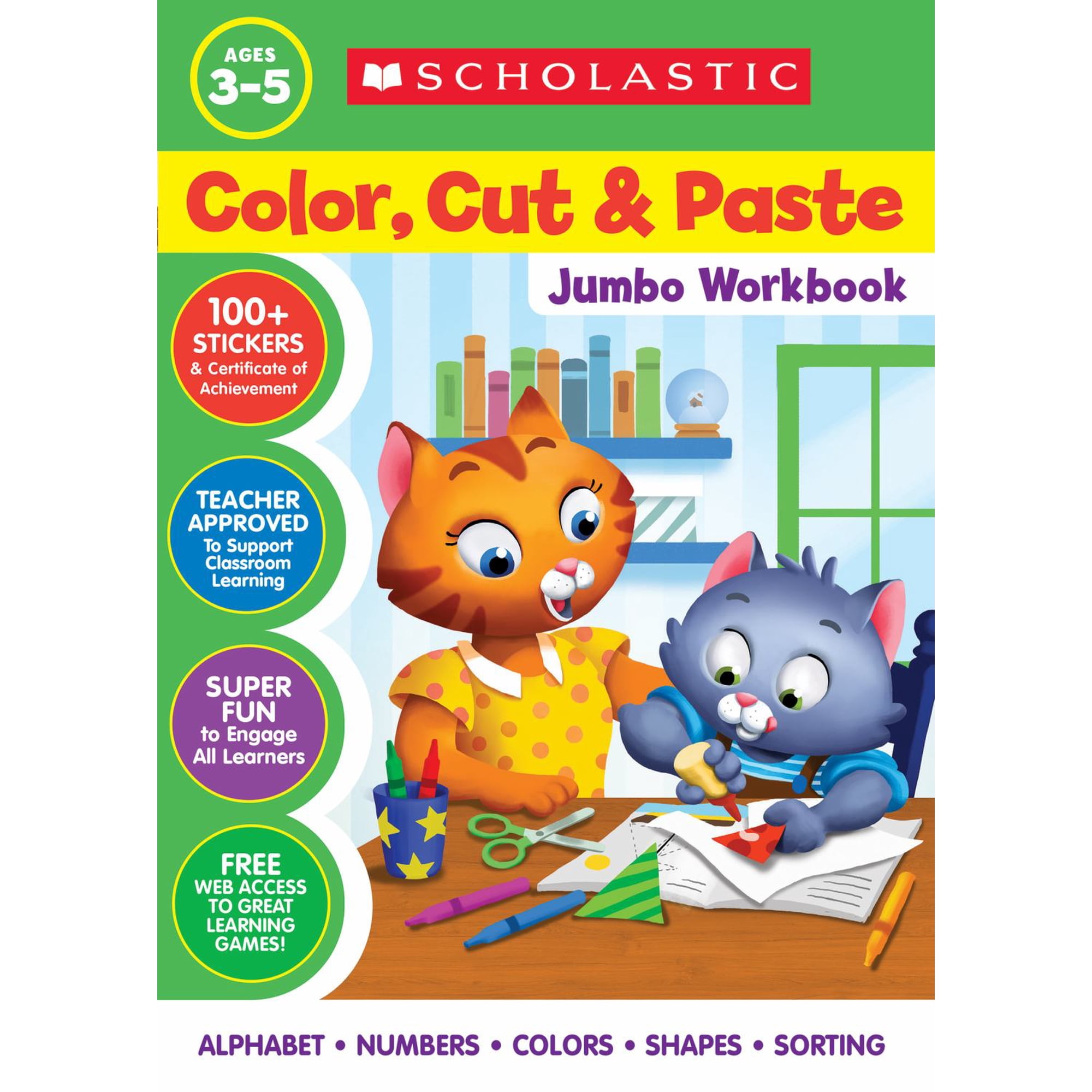 Color, Cut and Paste Jumbo Workbook (Paperback)