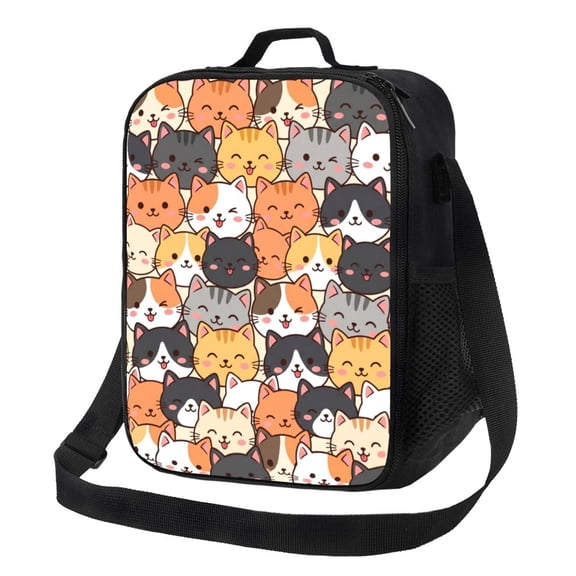 Cartoon Cats Lunch Bag Colorful Animal Portable Insulated Lunchbox Reusable Cooler Tote Bag For Office Work Picnic Beach