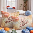thumbnail image 6 of Fall Throw Pillow Covers&nbsp;12x20 Inch Set of 2 Hello Autumn Decorative Pillow Covers Watercolor Ombre Leaves Plant Bush Cushion Cover Pillowcase for Sofa Couch Bed Home Decor, 6 of 9