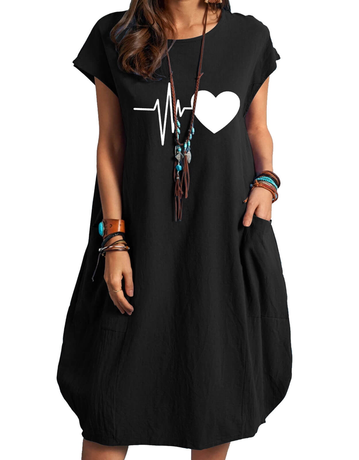 Swimsuit Coverup for Women Heart Print Bathing Suit Cover up Plus Size