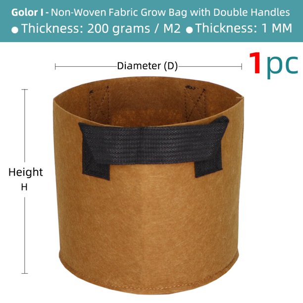 RBCFHl 1-20Gallon 15 Colors Garden Grow Bag w/ Handles Indoor Outdoor Fabric Aeration Plant Pot Container Flower Vegetable Pouch10Gallon (D40xH30cm) He Qiyong unisex