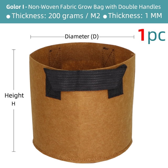 RBCFHl 1-20Gallon 15 Colors Garden Grow Bag w/ Handles Indoor Outdoor Fabric Aeration Plant Pot Container Flower Vegetable Pouch10Gallon (D40xH30cm) He Qiyong unisex
