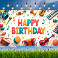 thumbnail image 6 of Colorful Musical Birthday Banner Decorative Instruments Happy Birthday Sign for Birthday Party Celebration Event Indoor Decoration, 6 of 7