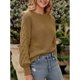 thumbnail image 4 of Franhais Women Cute Sweaters Solid Color Lantern Long Sleeve Pullover Basic Tops Knitwear for Fall Warm Streetwear, 4 of 7