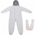 thumbnail image 1 of Protección segura para apicultores, traje de apicultura profesional blanco con guantes largos y capucha de velo, 1 of 5
