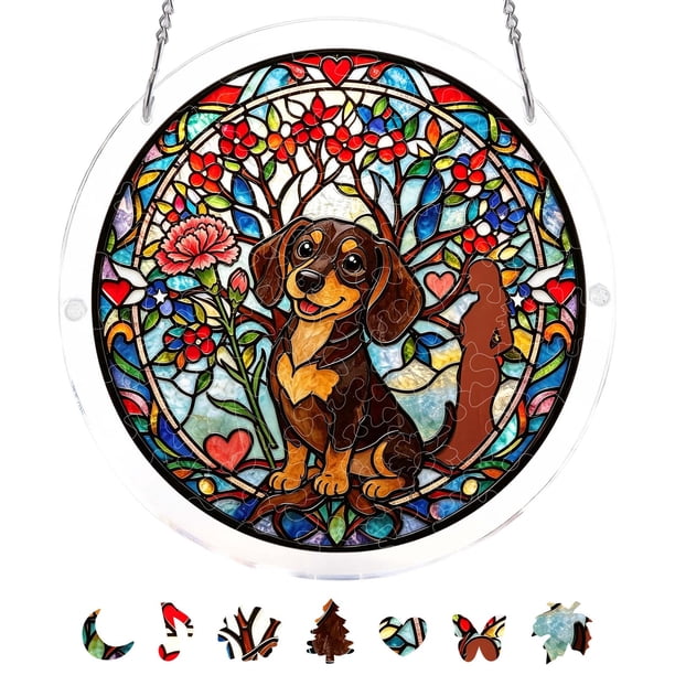 Rompecabezas decorativo atrapasoles acrílicos | Arte para ventanas con atrapaluz DIY | Atrapasueños coloridos para la decoración del hogar