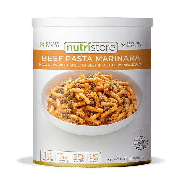Nutristore FreezeDried Beef Pasta Marinara No. 10 Can Emergency