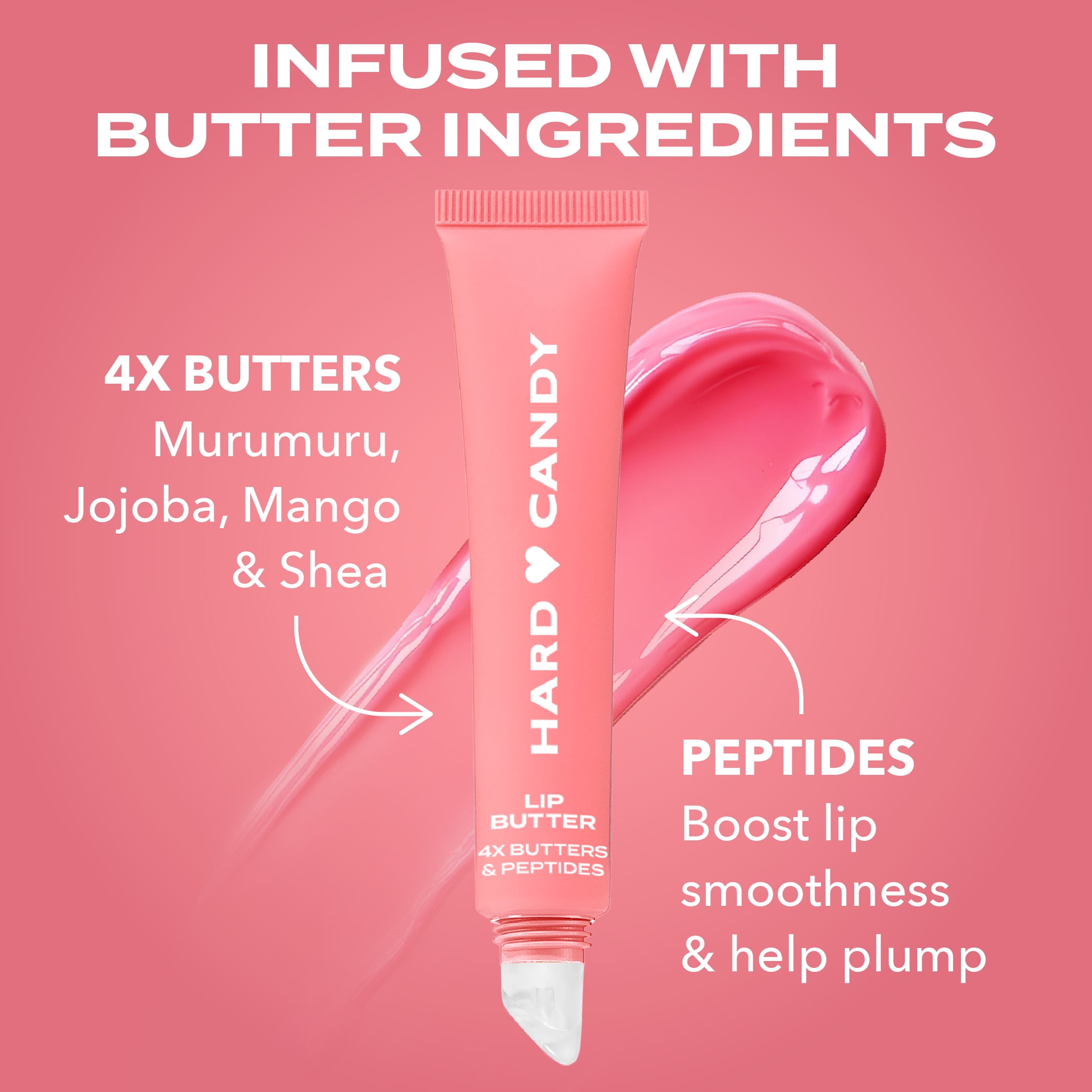 Hard Candy Lip Butter Glowy Balm, Whipped Peach, Sheer Peachy Rose Tint, Shine, Hydration