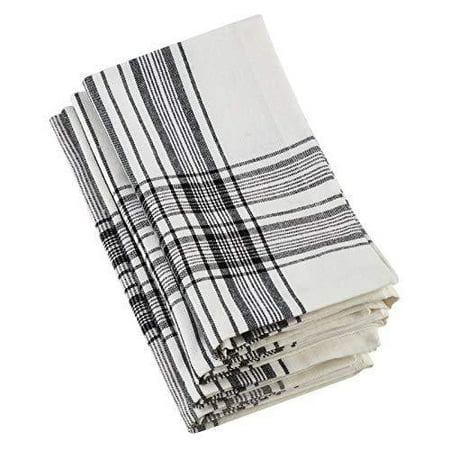 

Fennco Styles Modern Plaid 100% Cotton Cloth Napkins 20 W x 20 L Set of 4 - Black Dinner Napkins for Everyday Use Dining Table Décor Banquet Family Gathering and Special Occasion
