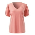 thumbnail image 4 of Sngxgn Women's Short Sleeve V-Neck Shirts Loose Casual Tee T-Shirt(Pink,XXL), 4 of 5