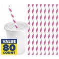thumbnail image 2 of Amscan Striped Paper Straws, 7-3/4", Bright Pink, Pack Of 80 Straws, 2 of 2