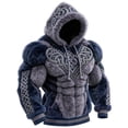 thumbnail image 4 of Migroa Men's Cozy Fleese Hoodie with 3D Muscle Pattern - Trendy Pullover for Casual & Party, Standout Streetwear Style Under $25, Blue M, 4 of 4