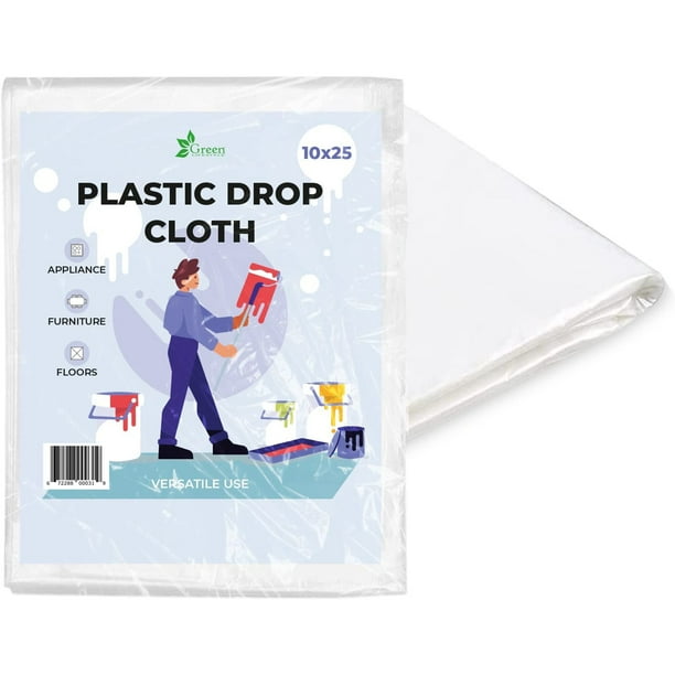 GREEN LIFESTYLE Painters Plastic Drop Cloth, Plastic Drop Cloth for