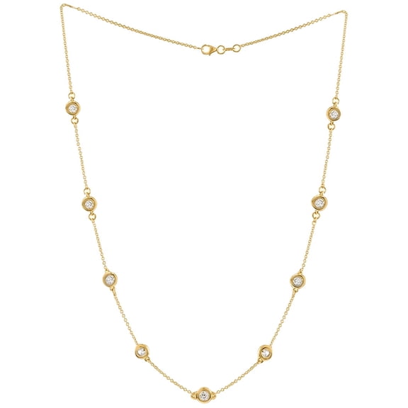 Diana M 14 Kt Yellow Gold Diamonds-by-The-Yard Necklace Featuring 2.26 Cts Tw White Round Diamonds