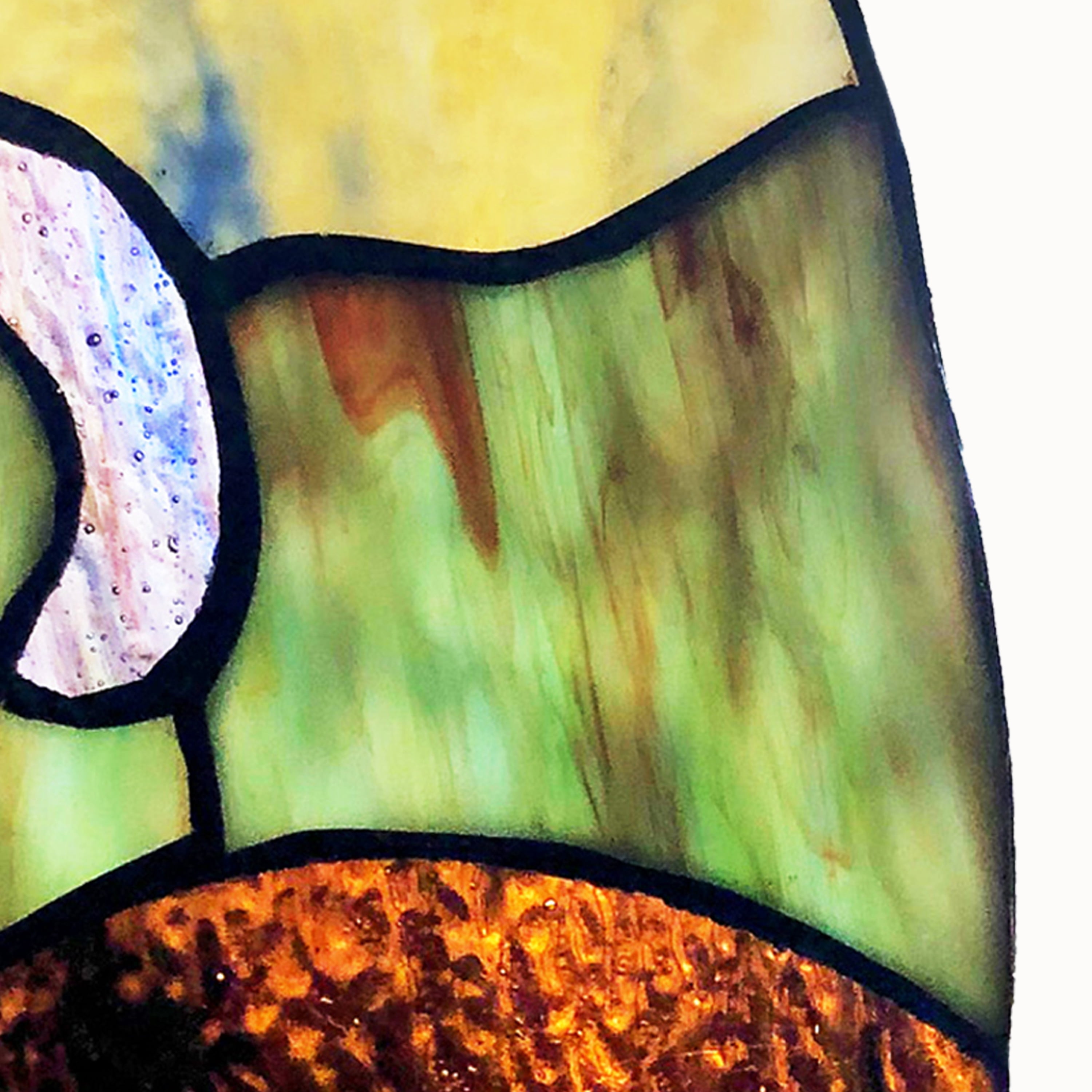 River of Goods  13-in. Crazy Cat Stained Glass Window Panel Purple