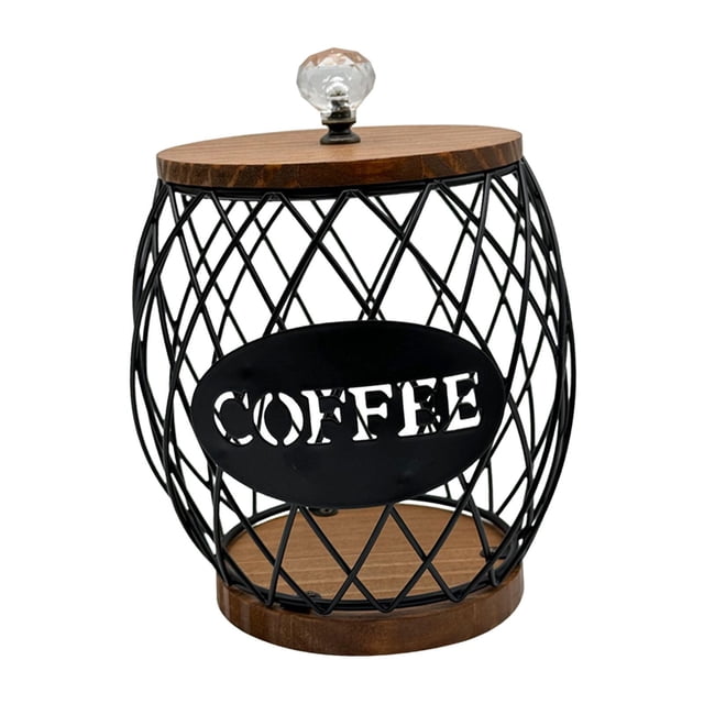 DOLITY Coffee Pod Holder Black Wire Counter Decor Large Capacity Iron Espresso Capsules
