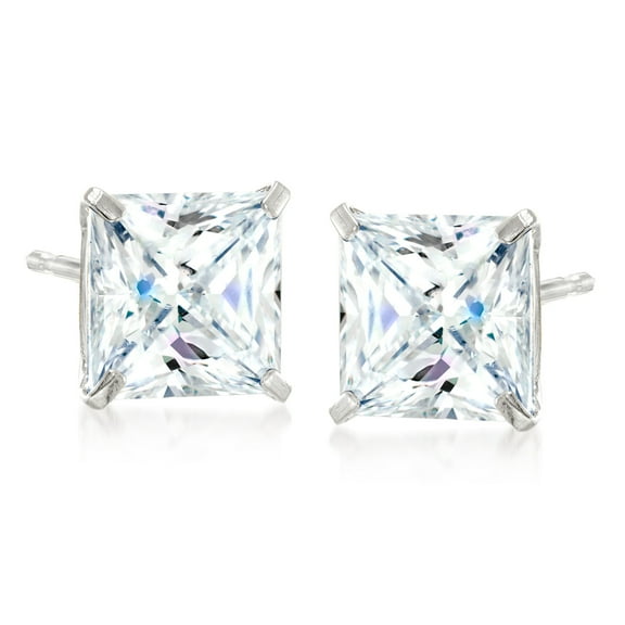 Ross-Simons 4.00 ct. t.w. Princess-Cut CZ Stud Earrings in 14kt White Gold, Women's, Adult