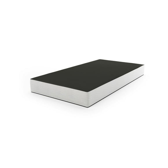 CorLiving Ready-to-Assemble Black and White Fabric Covered Twin Metal Frame Box Spring - Support for Twin Size Mattress