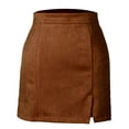 thumbnail image 6 of Womens High Waist Suede Fall Skirts Side Split Bodycon Short Zipper A Line Corduroy Mini Skirt - Women Fall Winter Plain Faux Suede Skirt - Casual Skirts Trendy Womens Skirts 2026 Brown M, 6 of 6