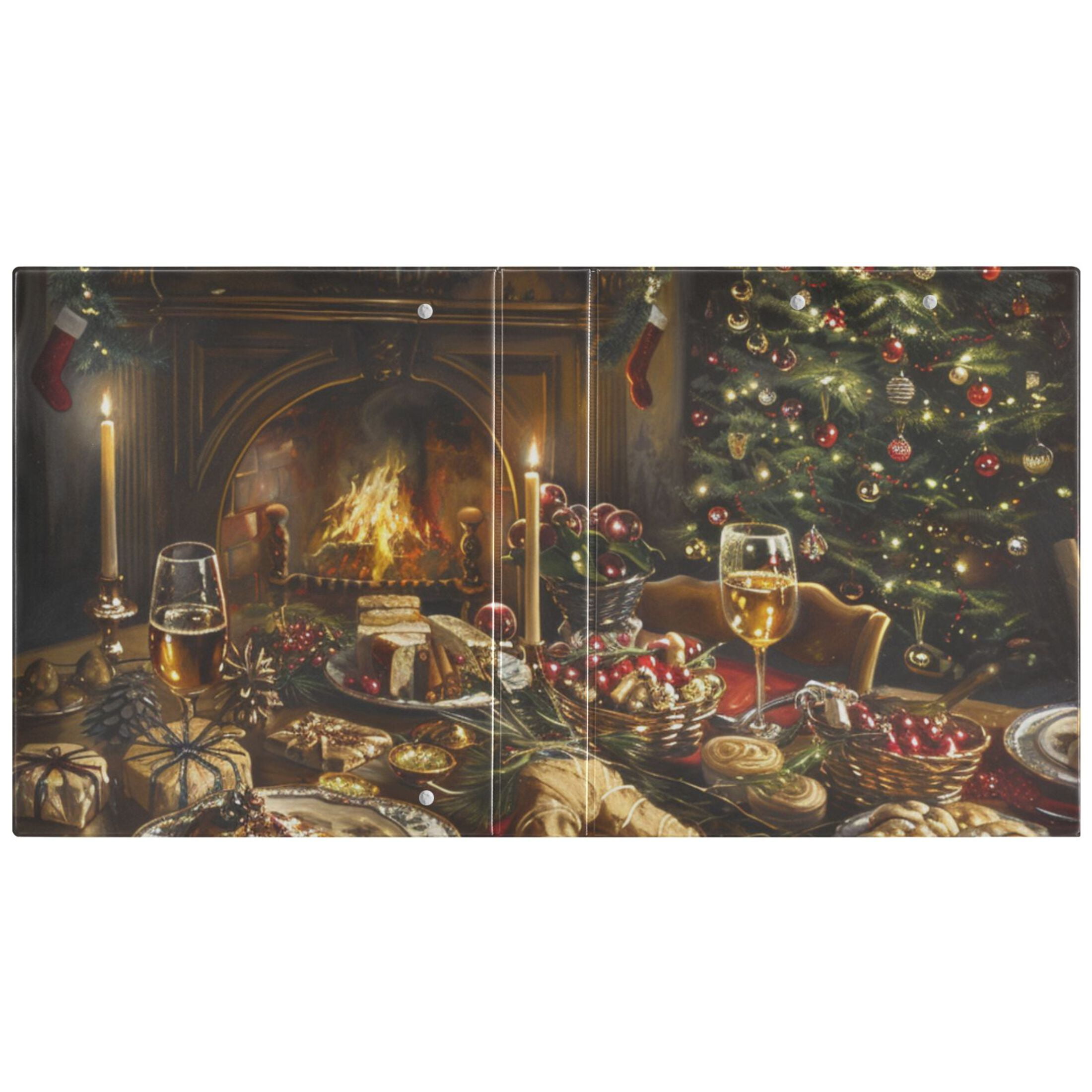 Christmas Dinner 3 Ring Binders 1.5 inch Hardcover File Folders with Interior Pockets A4 Size Organizer for School Office Hospital