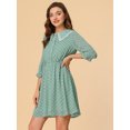 thumbnail image 2 of INSPIRE CHIC Women's Stars Dots Print Turn Down Collar Ruffled 3/4 Sleeve Dress, 2 of 4