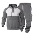 thumbnail image 3 of Aihuaihua Mens Classic 2 Piece Set Sweatsuits Long Sleeve Hoodie Jogging Suits For Men Button Sweatshirts Tracksuits Grey XL, 3 of 9