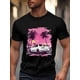thumbnail image 1 of Men's T-Shirt,Short Sleeve Tee Shirt Casual Tops White Car Palm Trees Crew Neck T Shirts for Men, 1 of 8