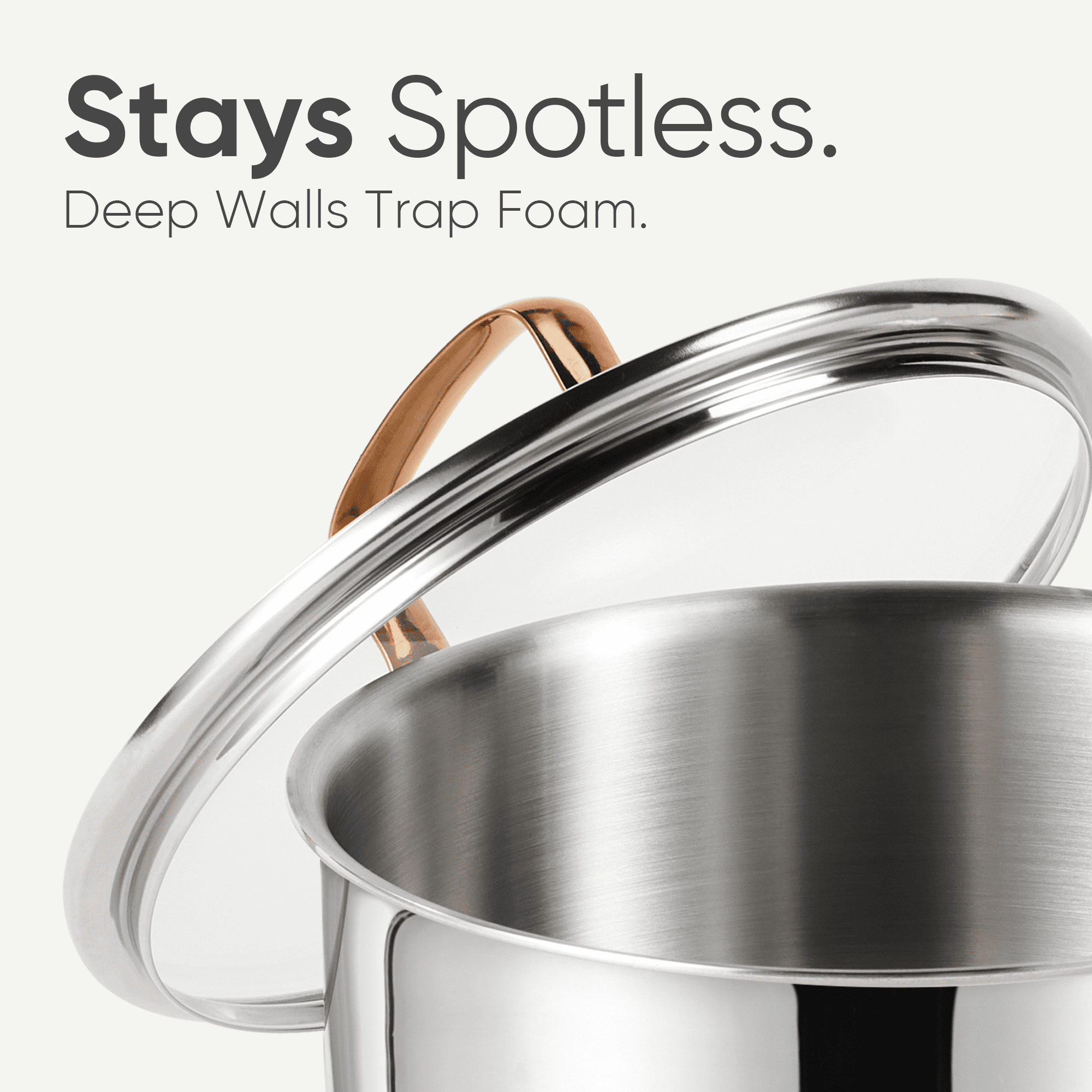 Carote 19-Piece Tri-Ply Stainless Steel Cookware Set, Induction Compatible and Oven Safe, Rose Gold Handle