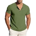 thumbnail image 2 of snilers Cotton Linen Shirts for Men Summer Casual Short Sleeve Henley T-Shirt Vacation Beach Hawaiian Tops with Pocket S-4XL, 2 of 8