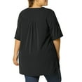 thumbnail image 4 of MODA NOVA Juniors' Plus Size V Neck Short Sleeve Casual Tunic Tops Black 1X, 4 of 6